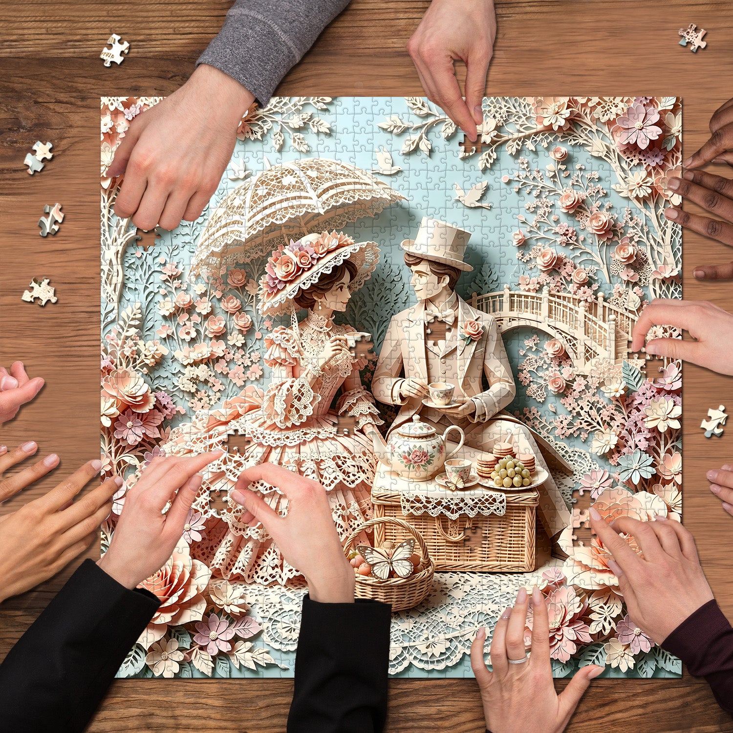 Paper Lace Tea Date Jigsaw Puzzle 1000 Pieces