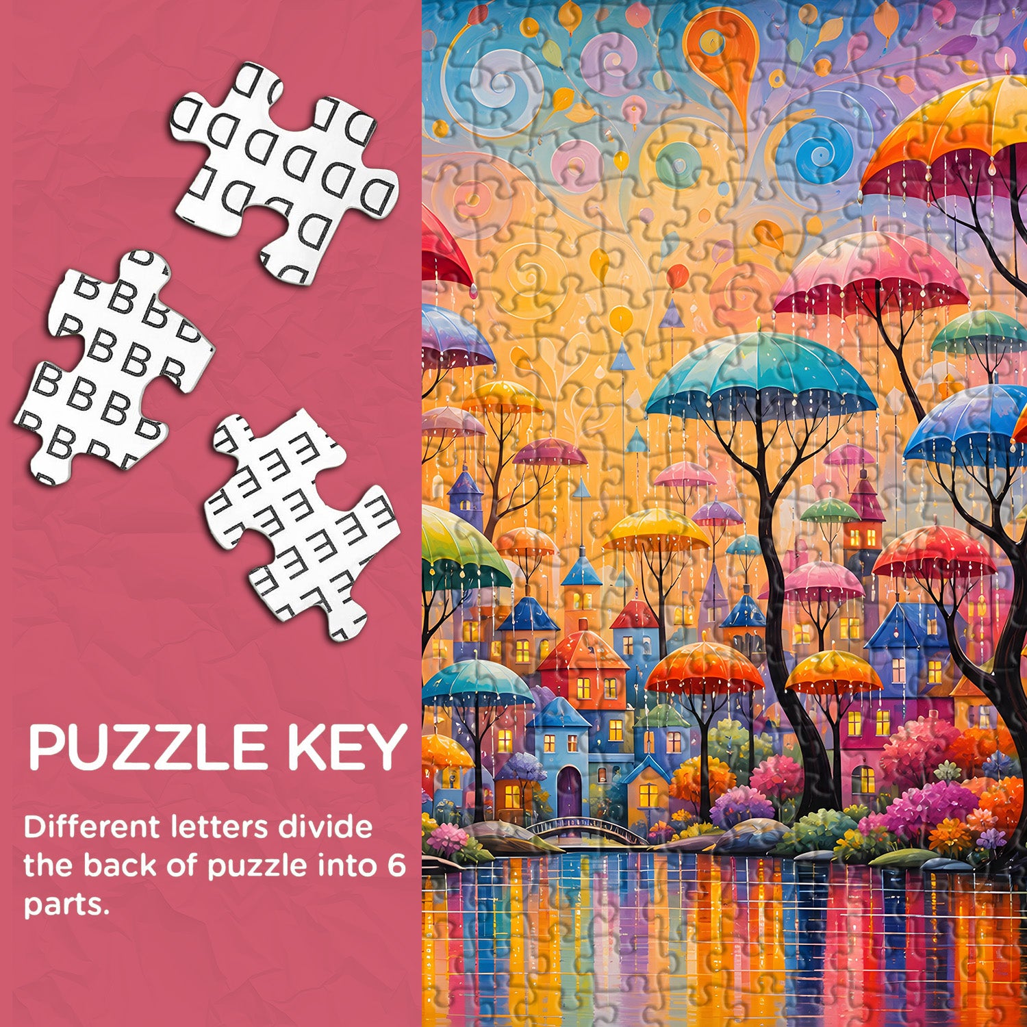 Puzzle stravagante della città dell'ombrello, 1000 pezzi