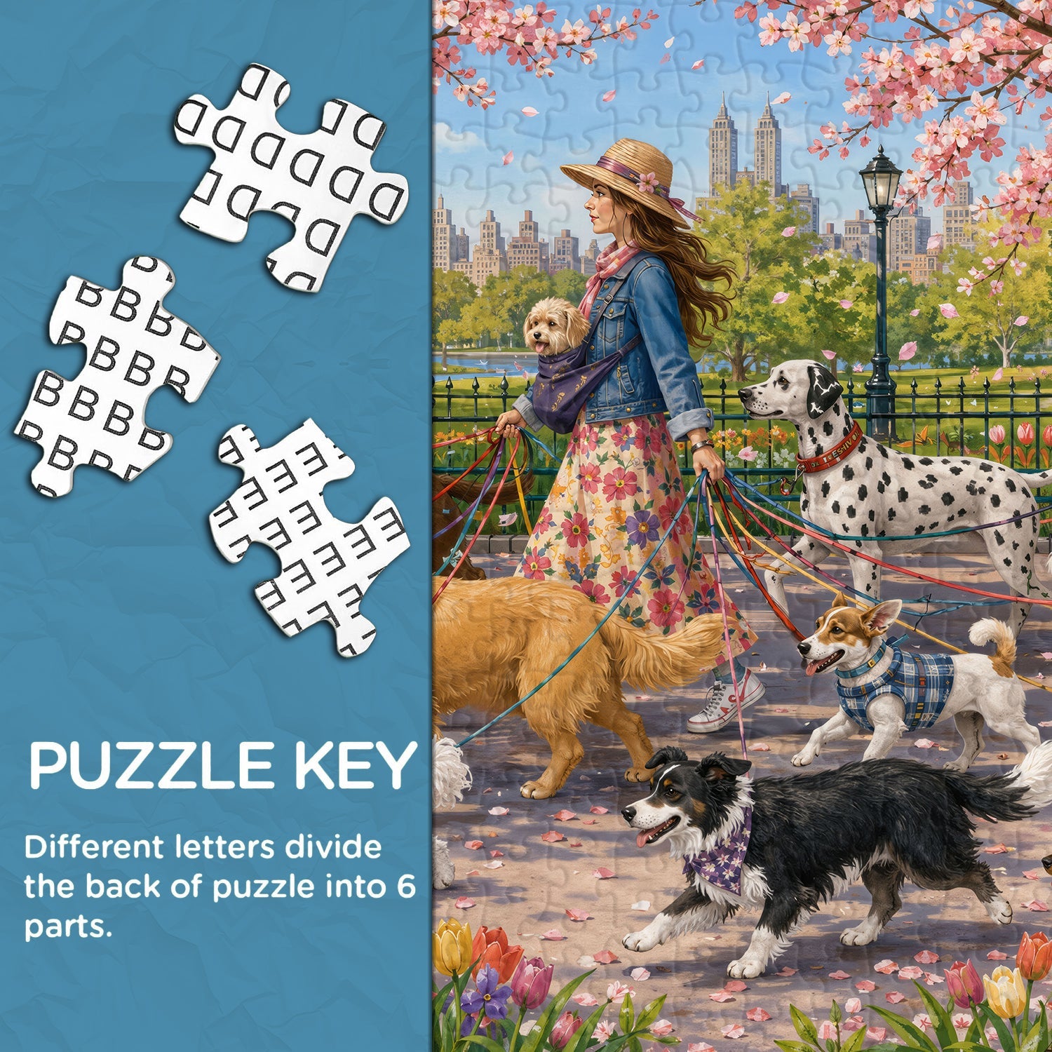 City Floral Pup Stride Jigsaw Puzzle 1000 Pieces
