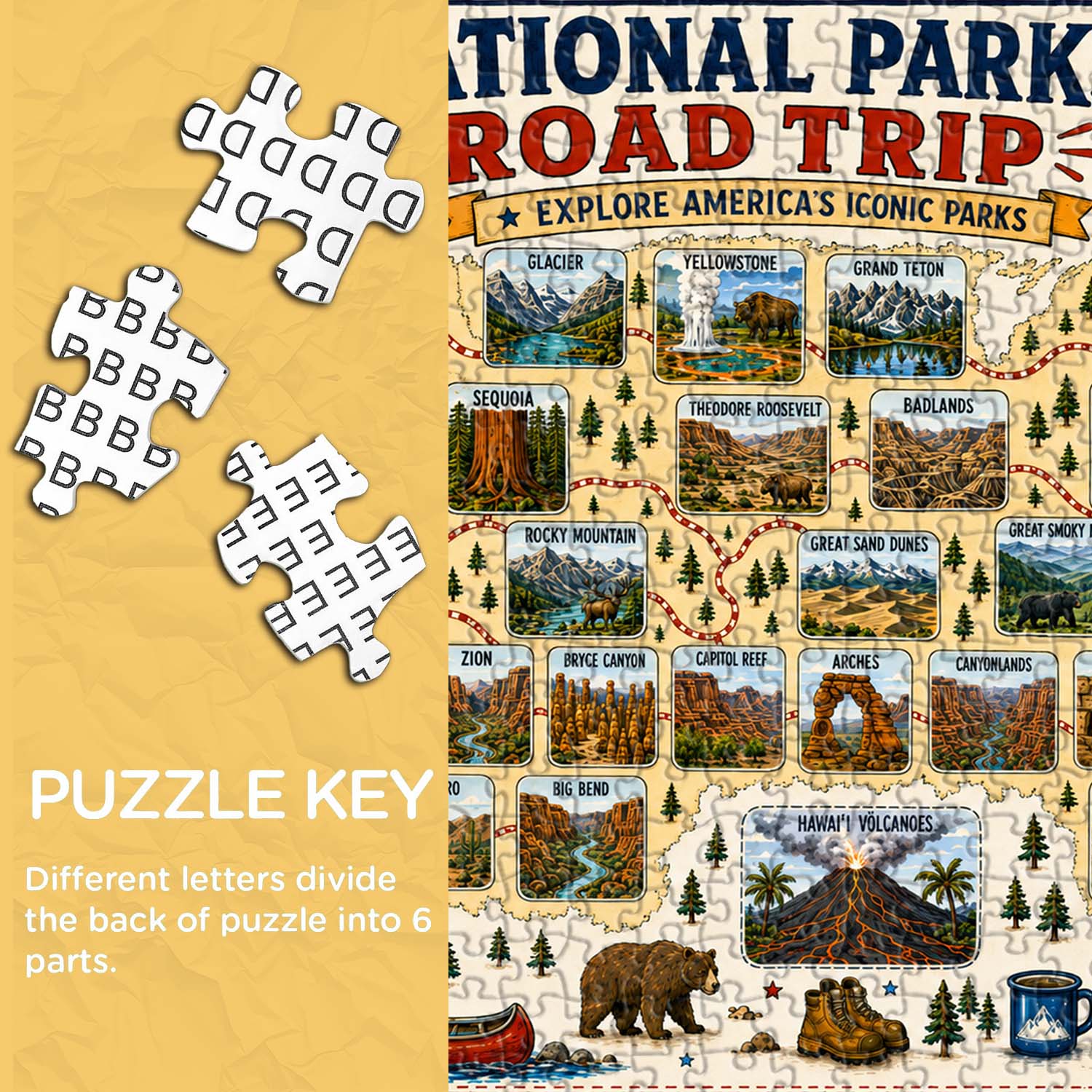 National Parks Road Trip Jigsaw Puzzle 1000 Pieces