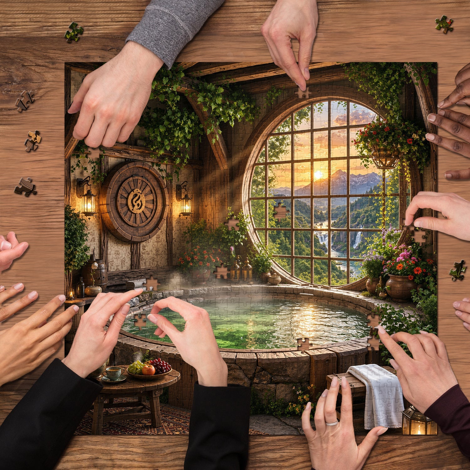 Sunset Spa Cottage Jigsaw Puzzle 1000 Pieces