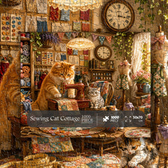 Sewing Cat Cottage Jigsaw Puzzle 1000 Pieces