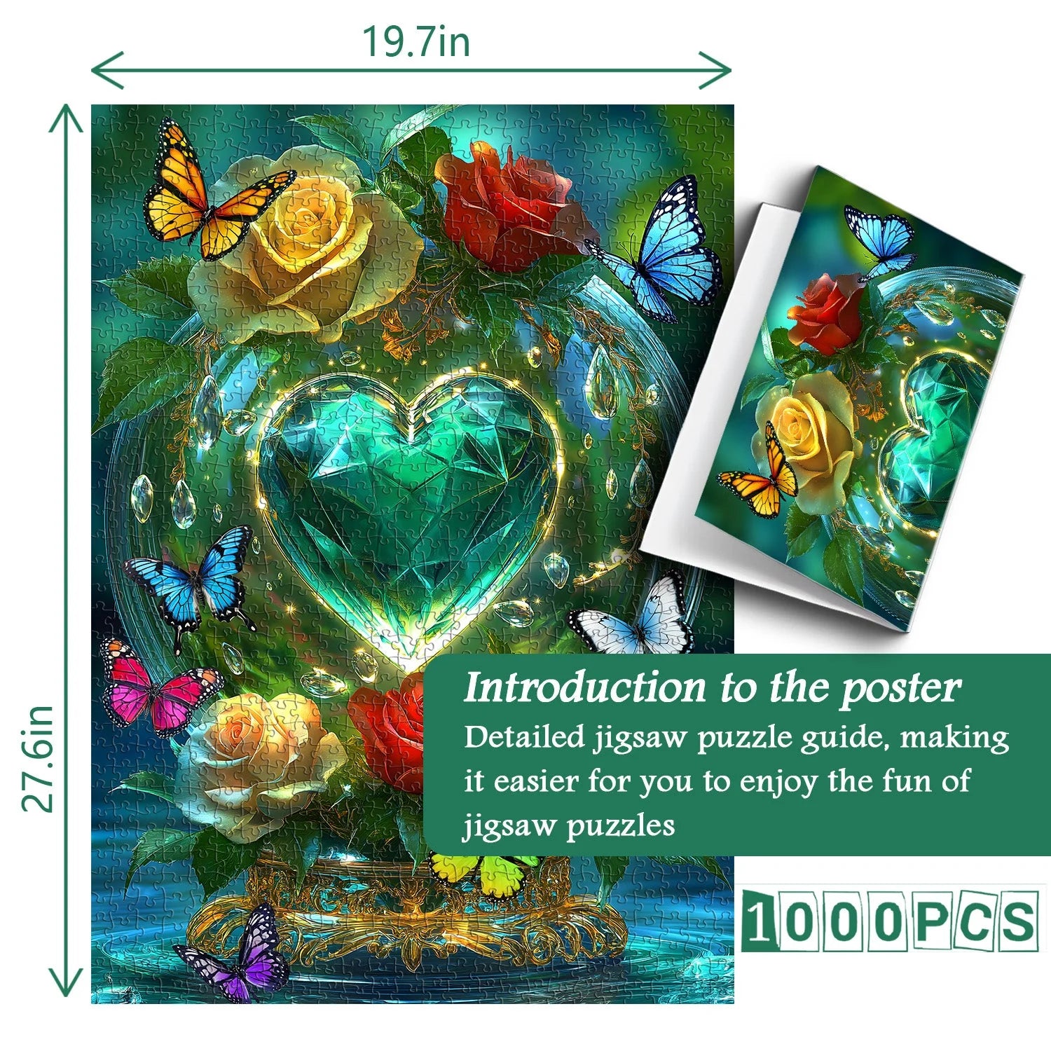 Puzzle da giardino con cuore di cristallo, 1000 pezzi
