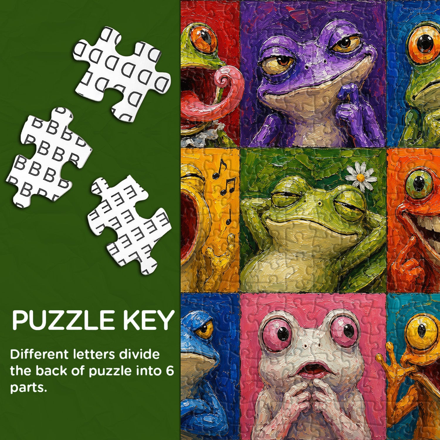Colorful Frog Faces Jigsaw Puzzle 1000 Pieces