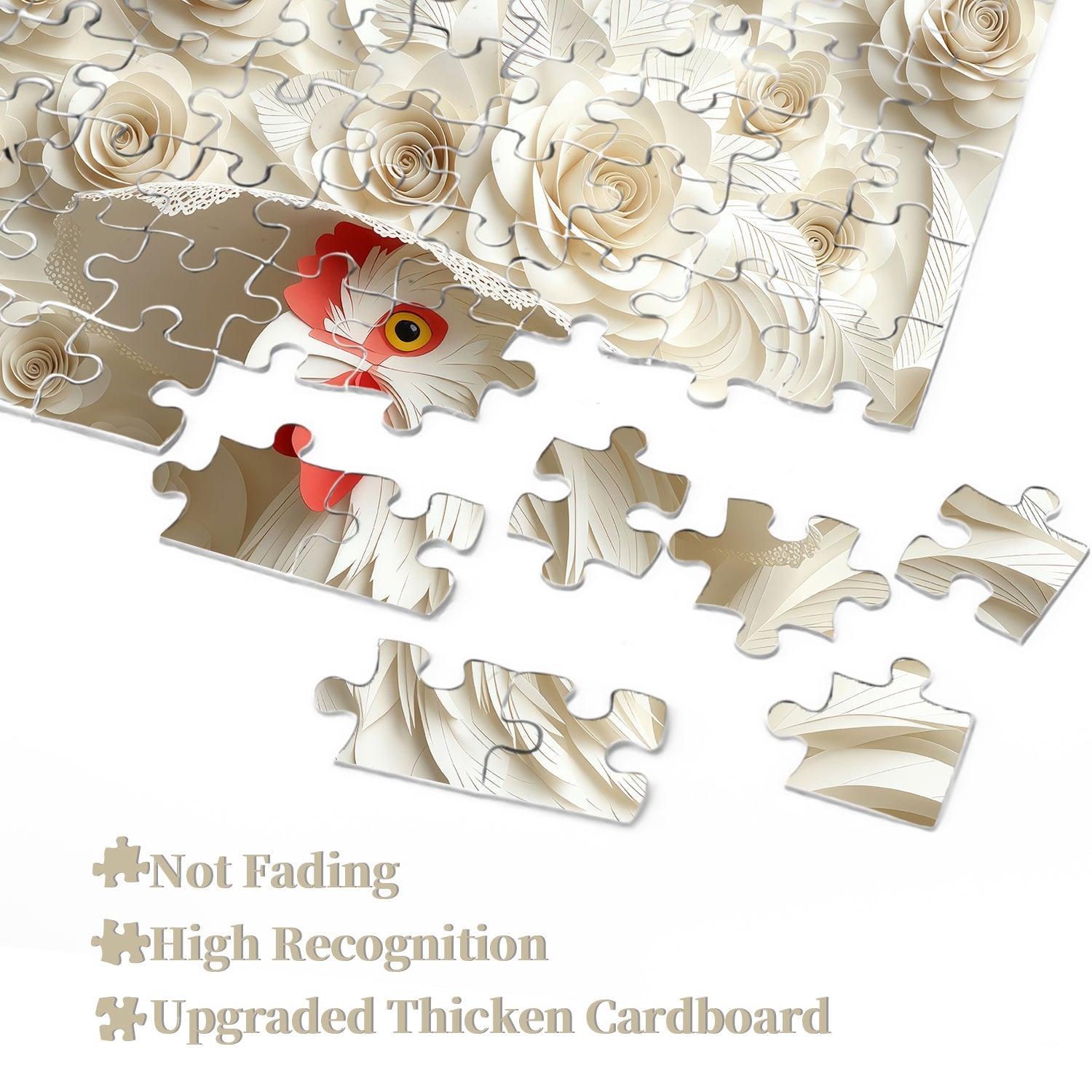 Elegant Floral Rooster Jigsaw Puzzle 1000 Pieces