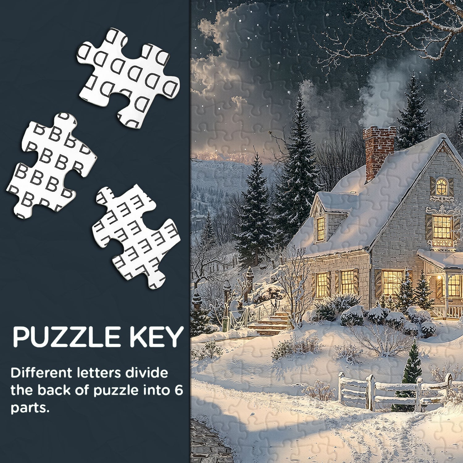 Puzzle di notte innevata al chiaro di luna 1000 pezzi