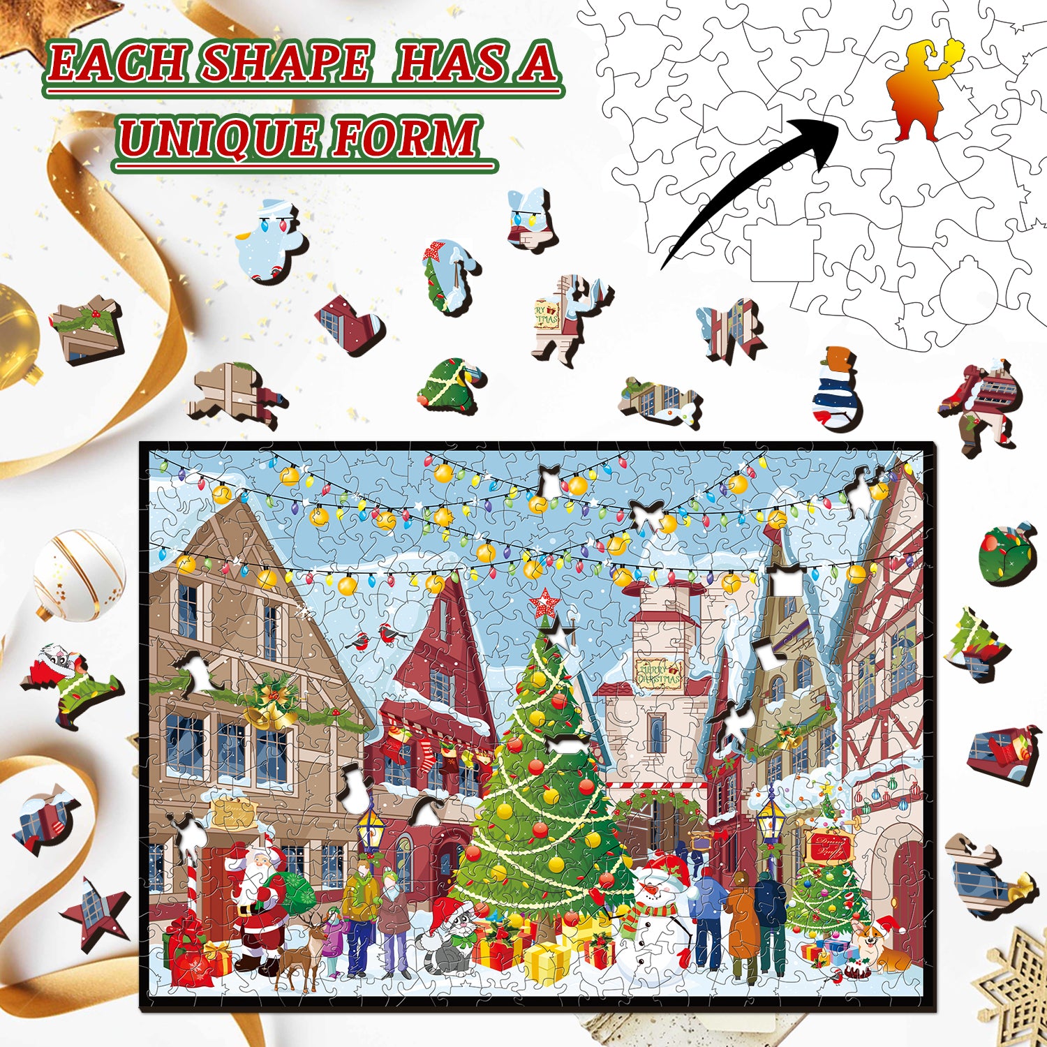 Pickforu® Christmas Street Jigsaw Puzzle 477 Pieces