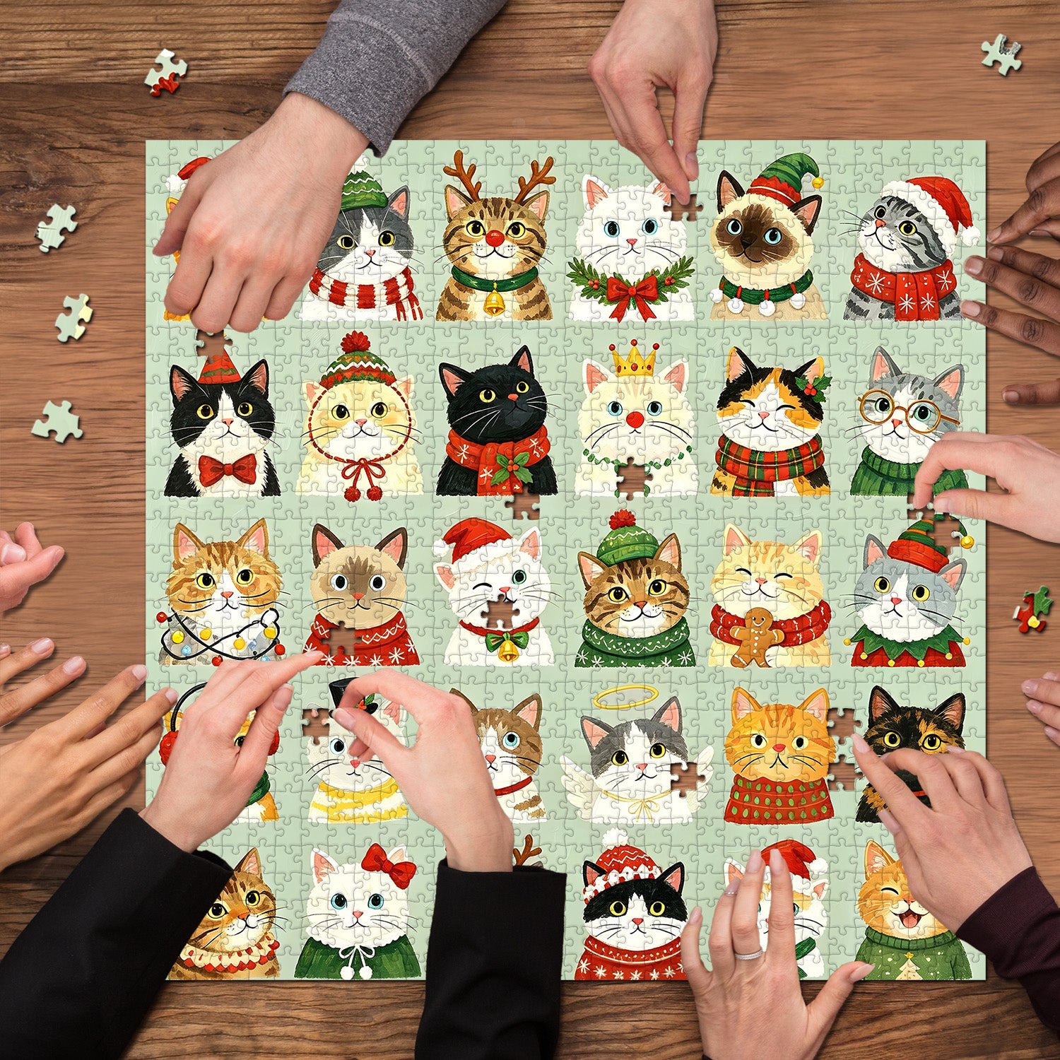 Christmas Kitties Jigsaw Puzzle 1000 Pieces