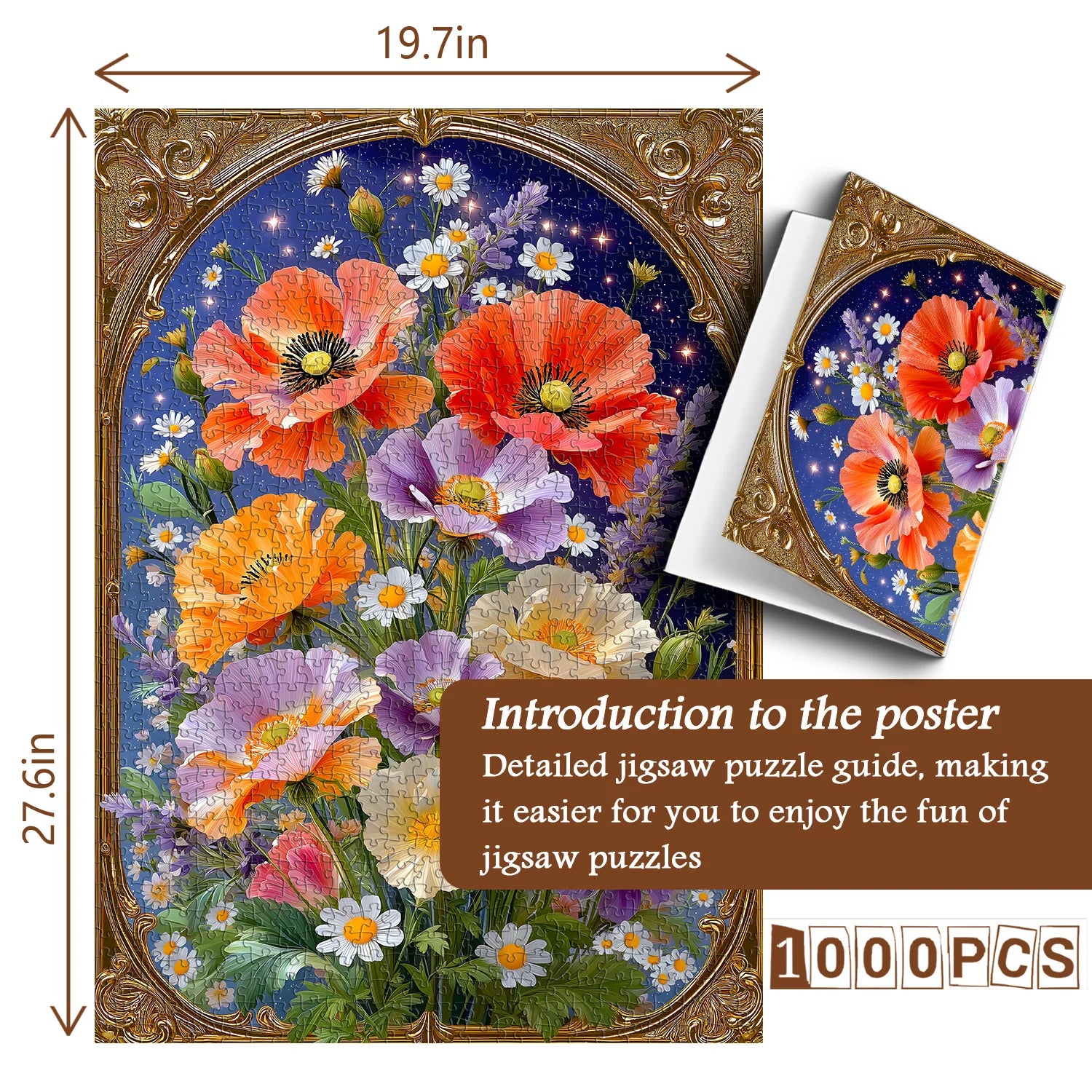 Golden Frame Florals Jigsaw Puzzle 1000 Pieces