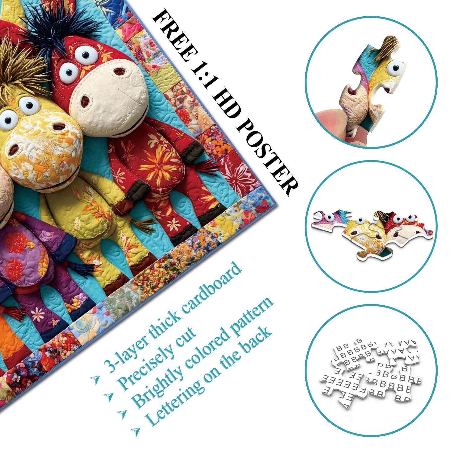 Gesteppte Esel Puzzle 1000 Teile