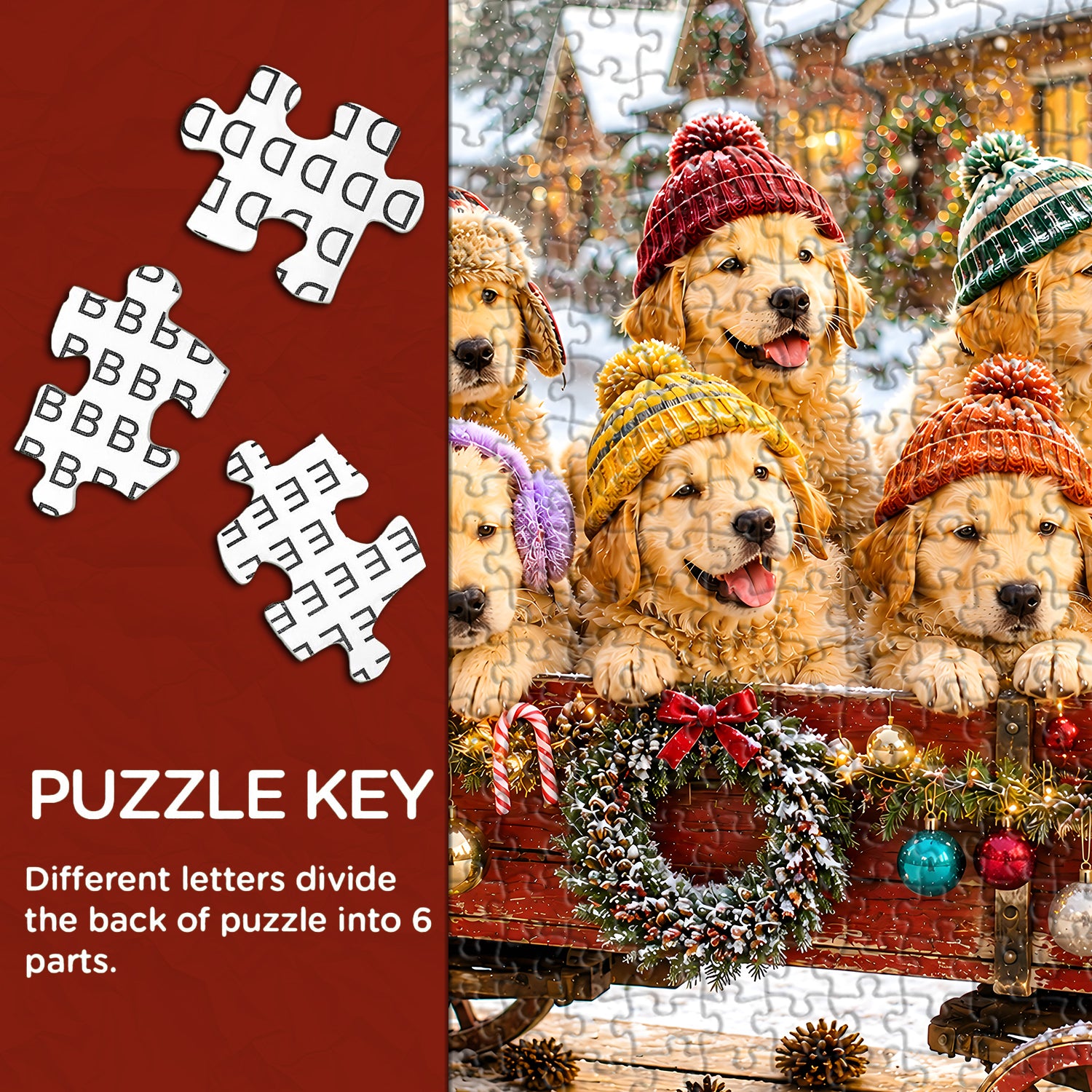 Puppy Christmas Wagon Jigsaw Puzzle 1000 Pieces