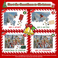 Christmas Snow Scene Advent Calendar Jigsaw Puzzle 1000 Pieces