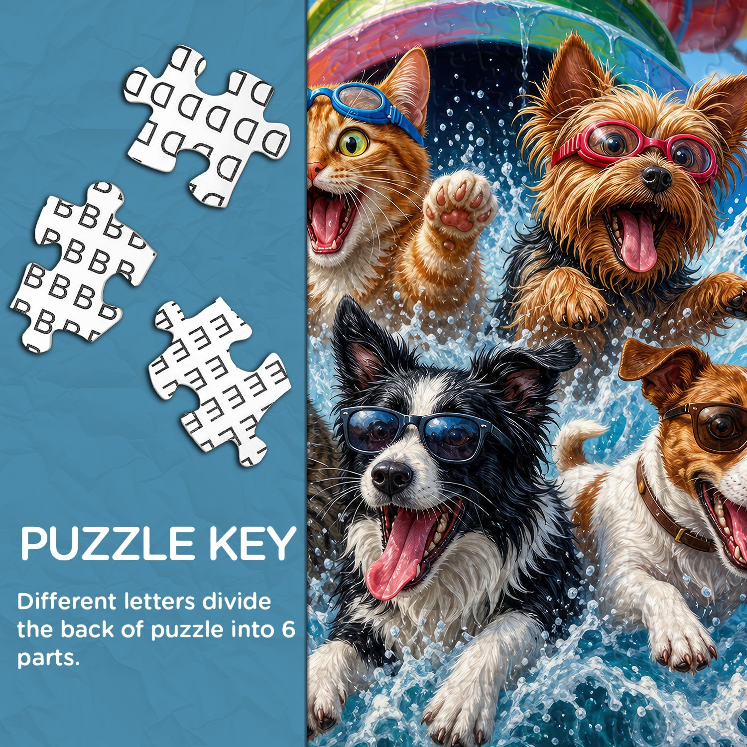 Cute Pet Pool Party Jigsaw Puzzle 1000 Pieces