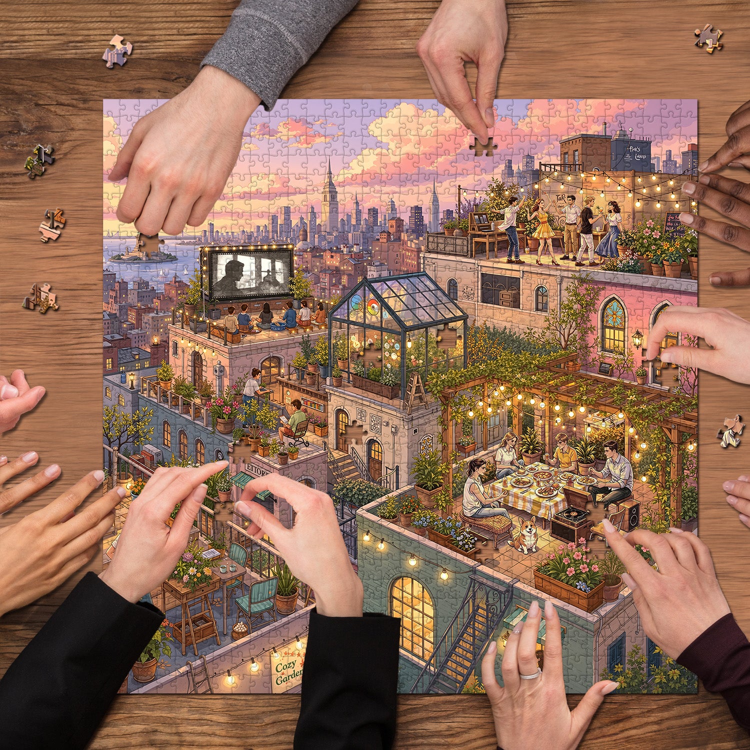 Dusk Rooftops Jigsaw Puzzle 1000 Pieces