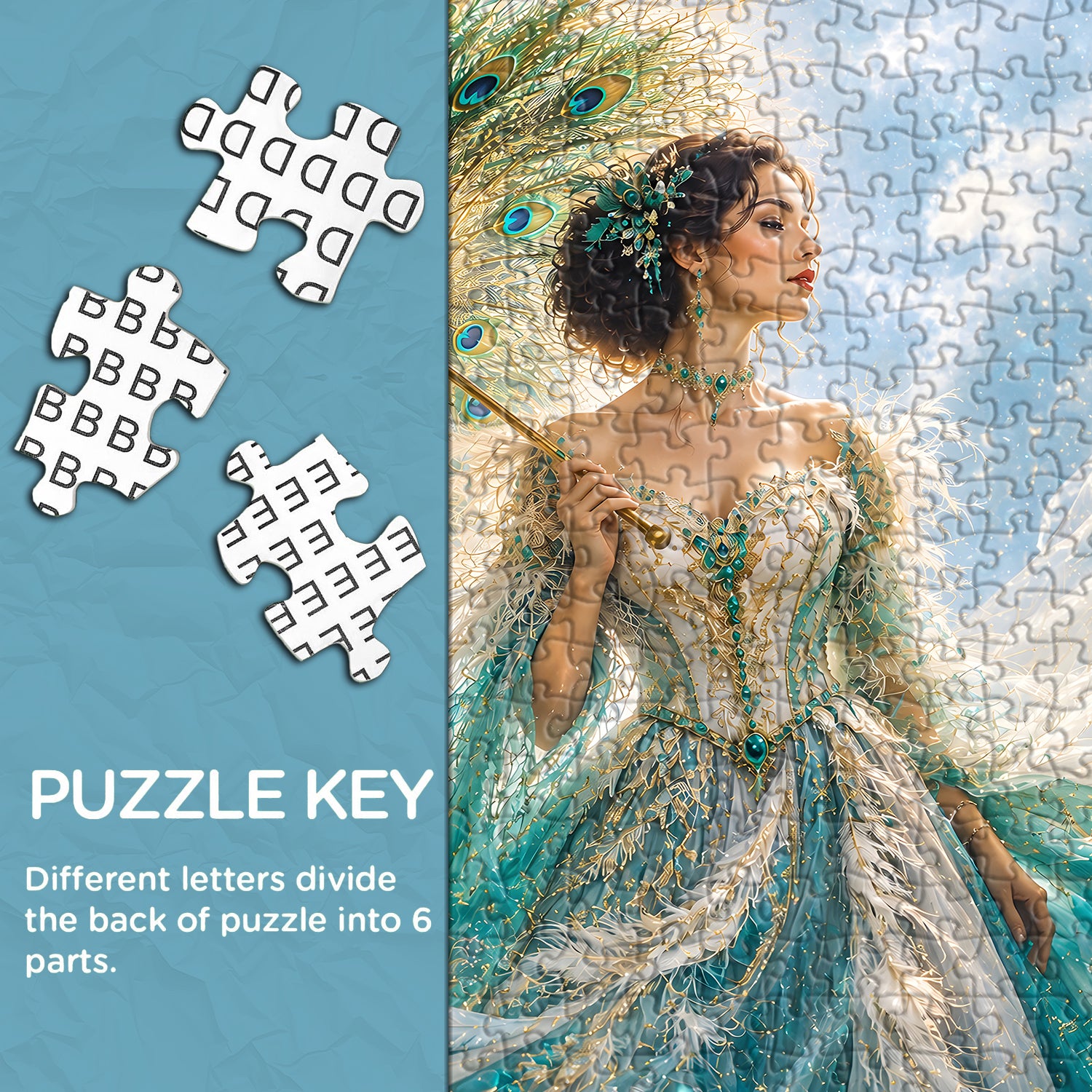 Azure Peacock Diva Jigsaw Puzzle 1000 Pieces
