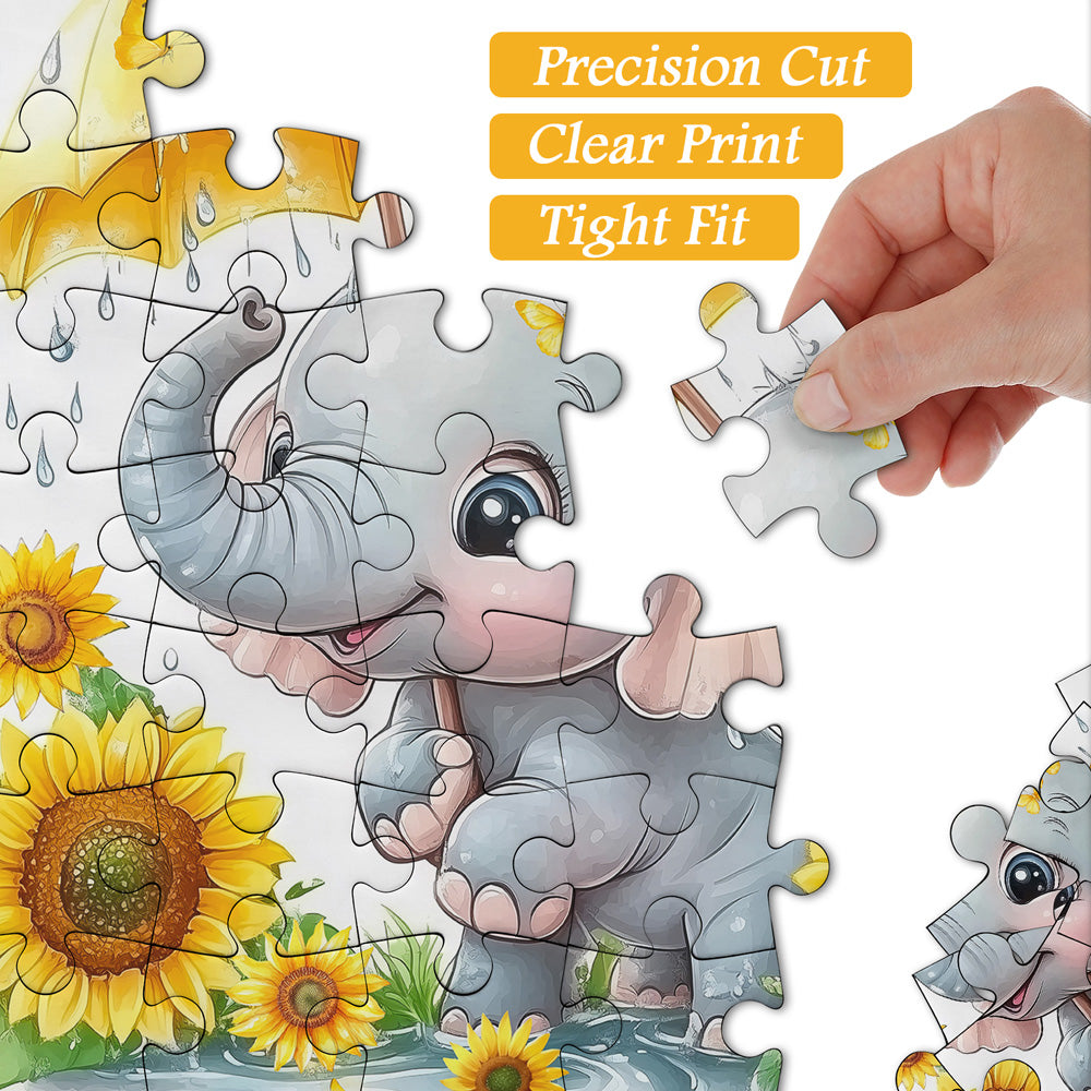 Baby Elephant in the Rain Jigsaw Puzzles 1000 Pieces