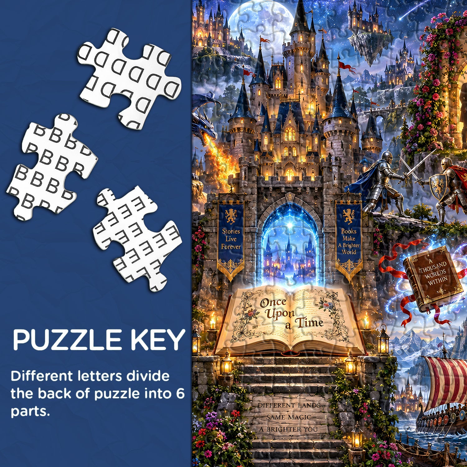 Fantasiewelt in Büchern Puzzle 1000 Teile