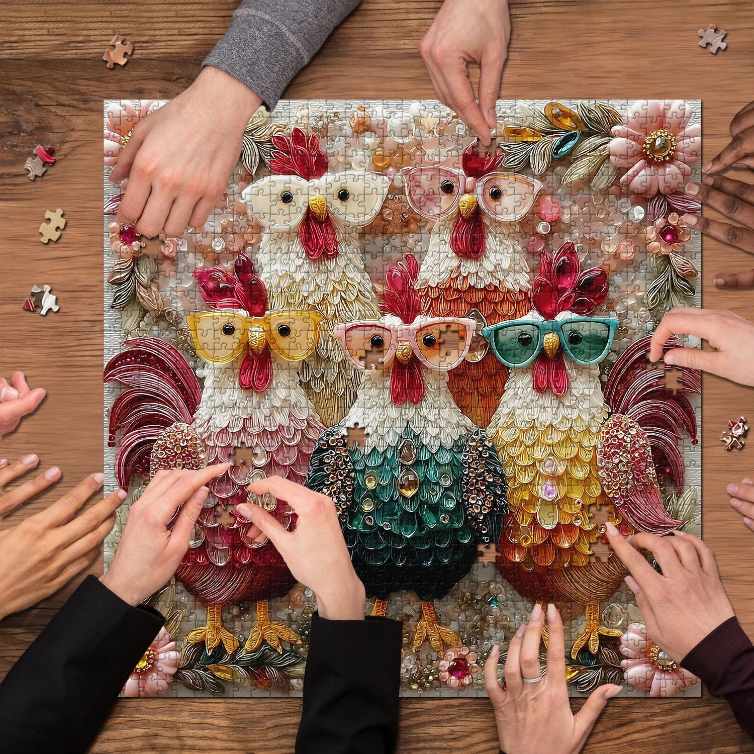 Fancy Roosters Jigsaw Puzzle 1000 Pieces