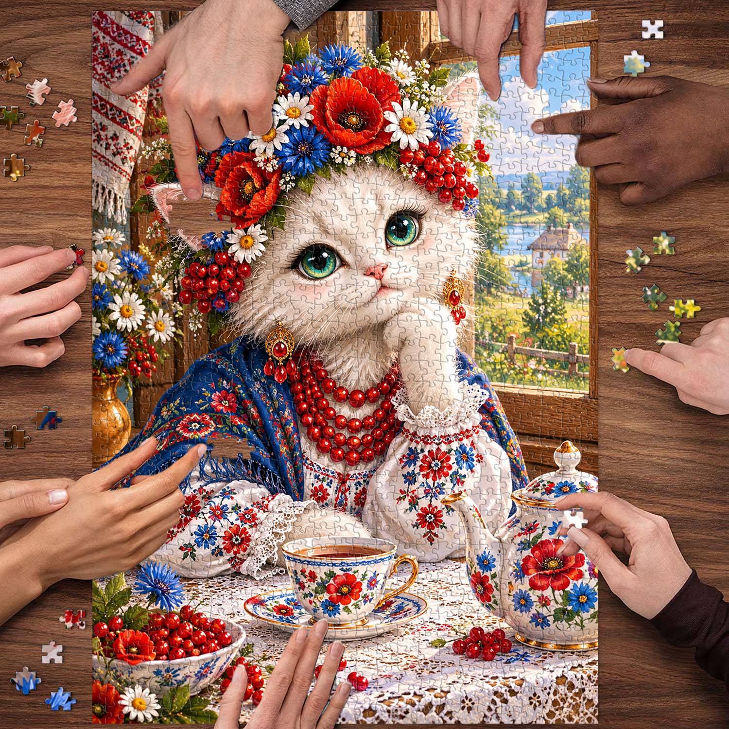 Floral Feline Jigsaw Puzzle 1000 Pieces