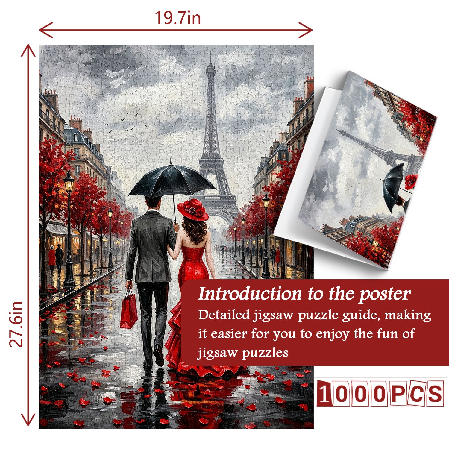Parisian Rainy Romance Jigsaw Puzzle 1000 Pieces