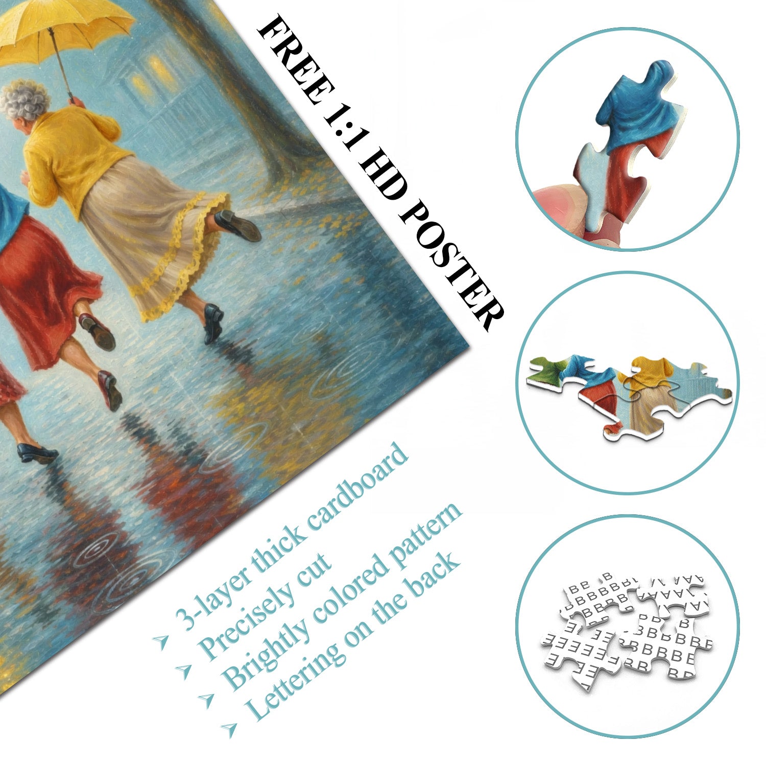 Joyful Rainy Stroll Jigsaw Puzzle 1000 Pieces