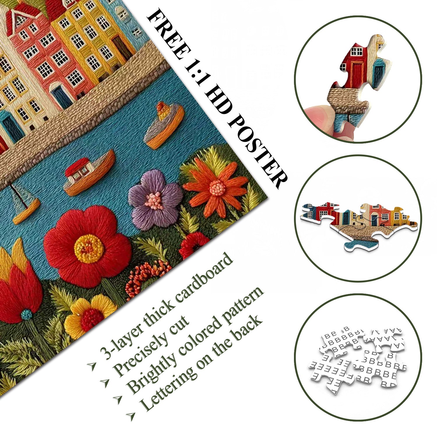 Puzzle con fiume in fiore, 1000 pezzi