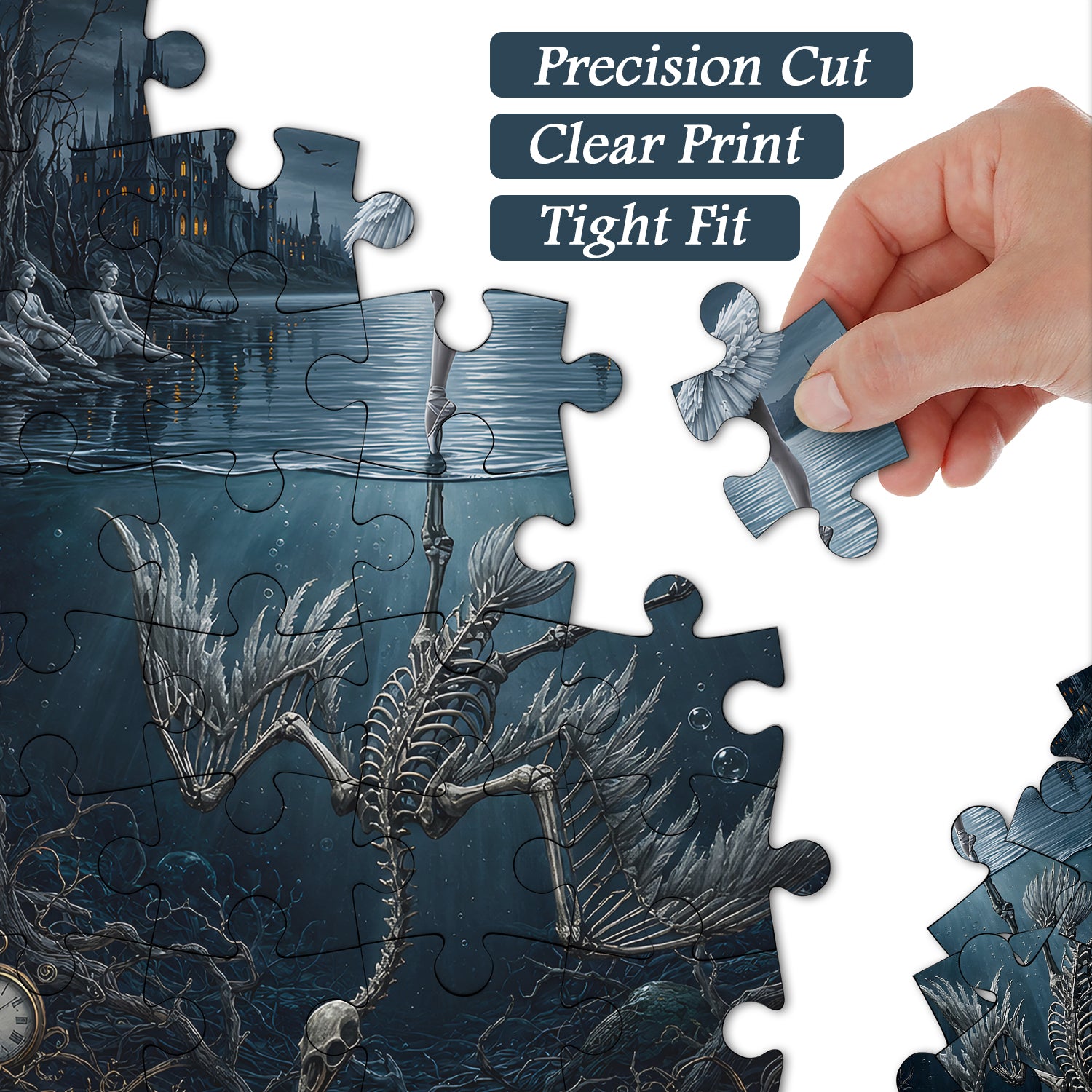 Gothic Swan Lake Mirror Jigsaw Puzzle 1000 Pieces