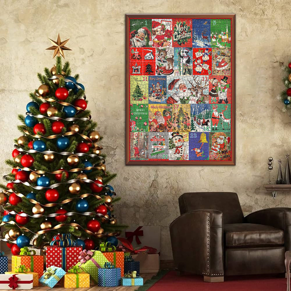 Vintage Christmas Advent Calendar Jigsaw Puzzle 1000 Pieces