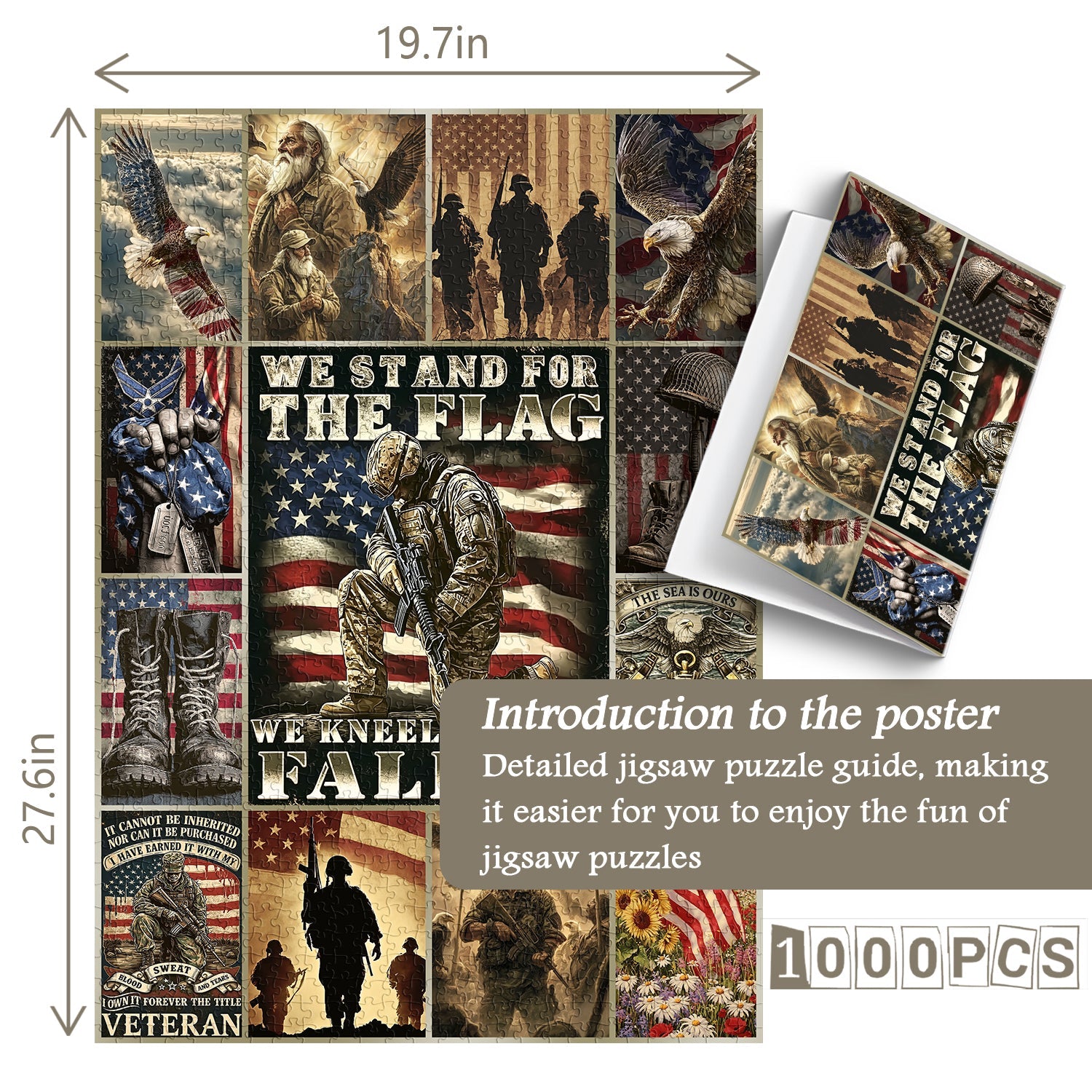 Patriot Veteran Eagle Flag Jigsaw Puzzle 1000 Pieces