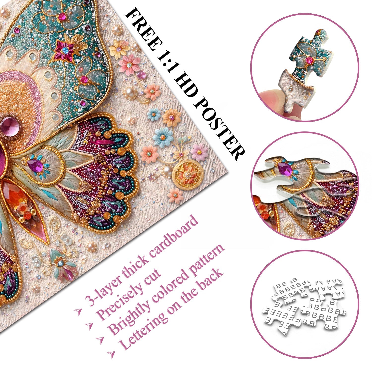 Puzzle con farfalla ingioiellata, 1000 pezzi