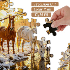 Sunset Winter Steeds Jigsaw Puzzle 1000 Pieces
