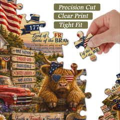 Patriotic Highland Cow Jigsaw Puzzle 1000 Pieces