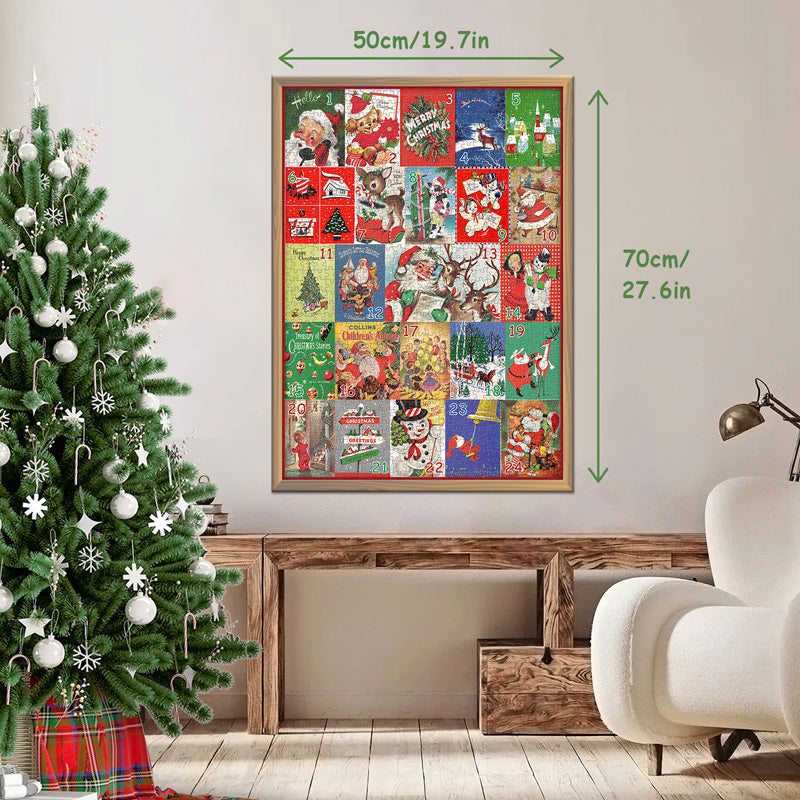 Pickforu® Vintage Calendario de Adviento de Navidad Rompecabezas de 1000 Piezas
