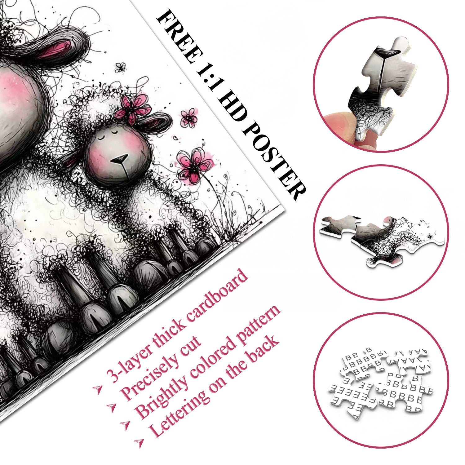 Puzzle abstrait d'art de mouton 1000 pièces