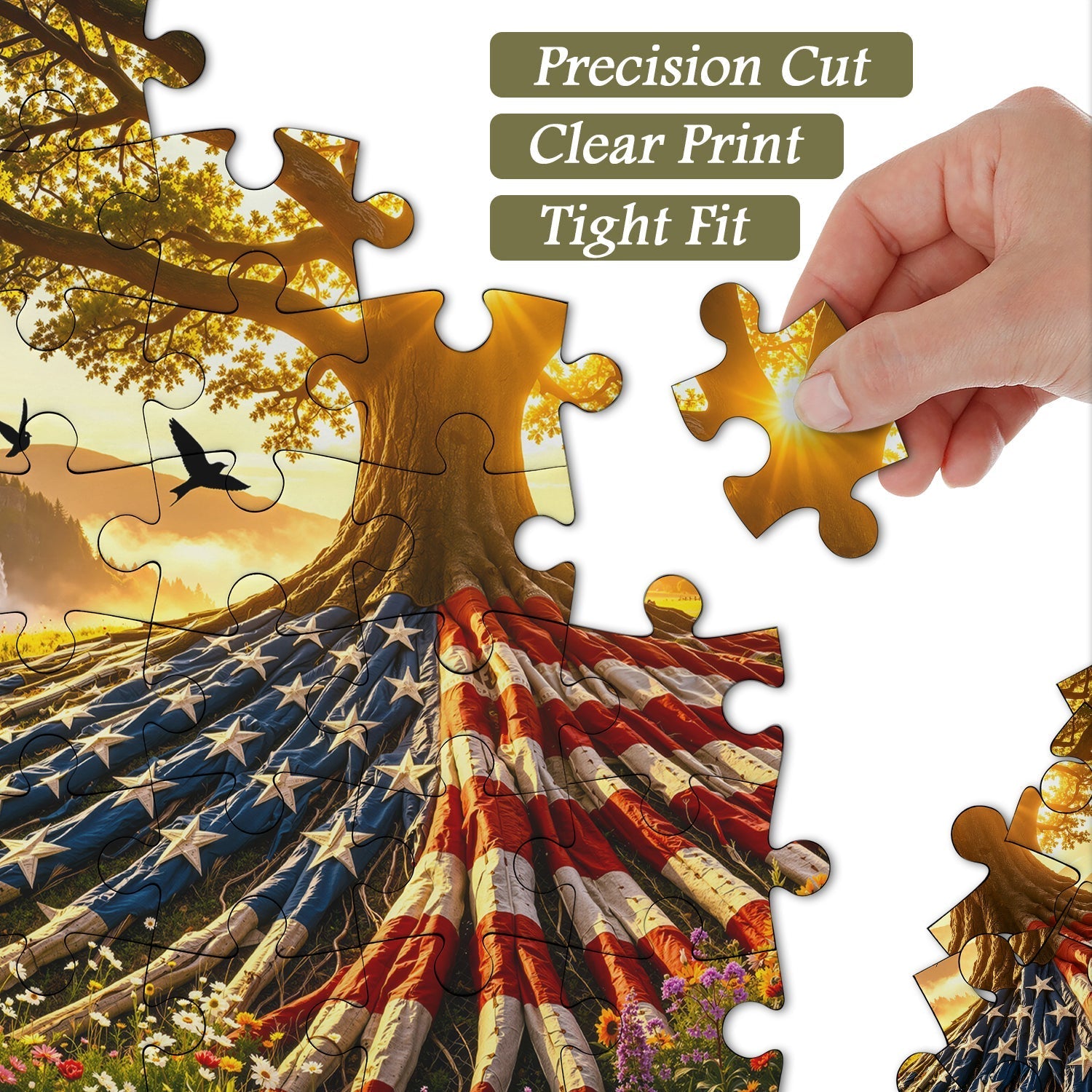 Flag Roots Sunset Oak Jigsaw Puzzle 1000 Pieces