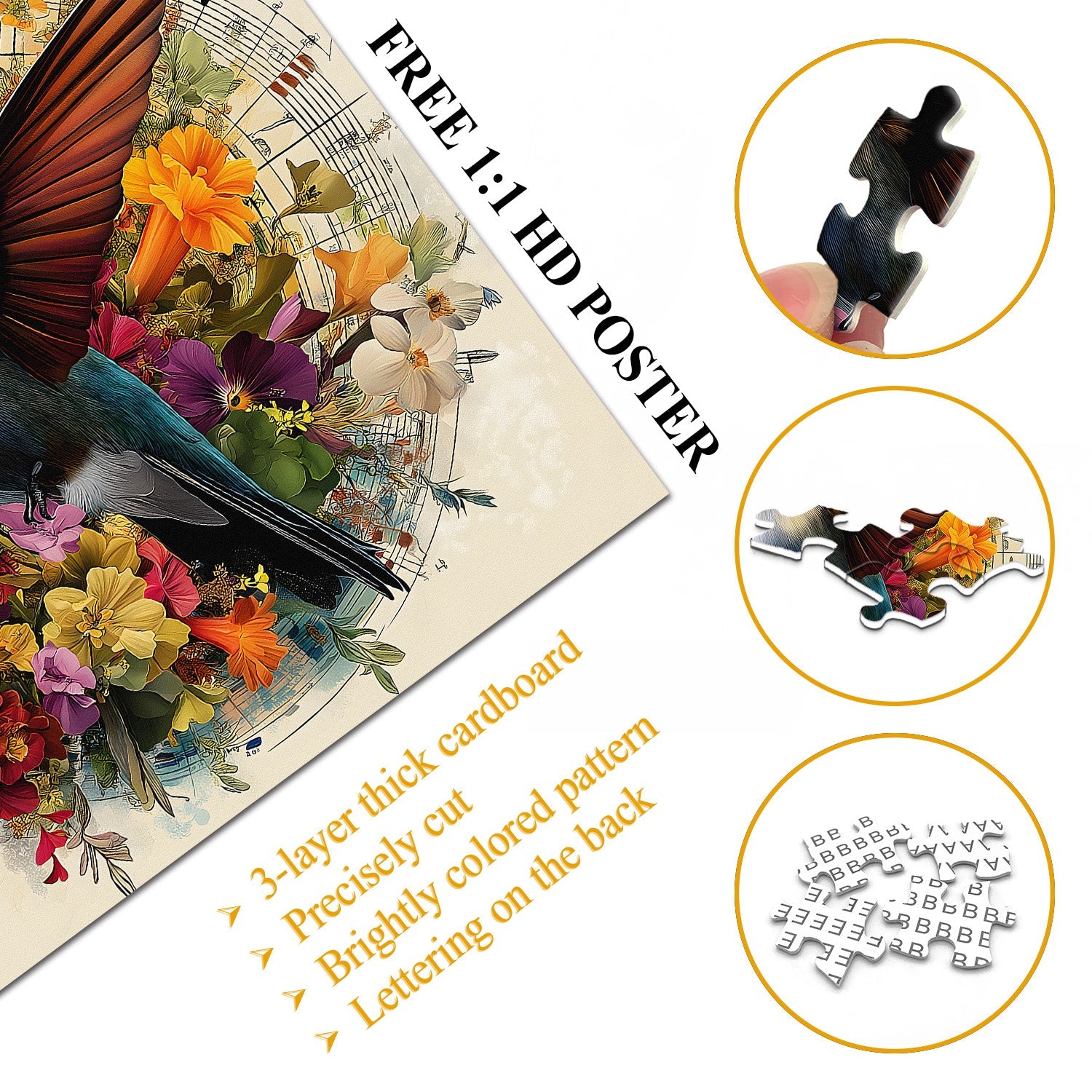 Blumenbesucher-Puzzle 1000 Teile