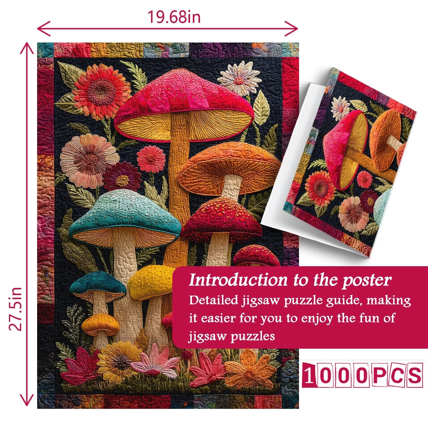 Mushroom Quilt Jigsaw Puzzle 1000 Pieces
