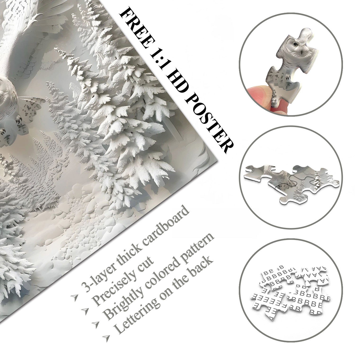 Puzzle Gufo Nella Neve 1000 Pezzi