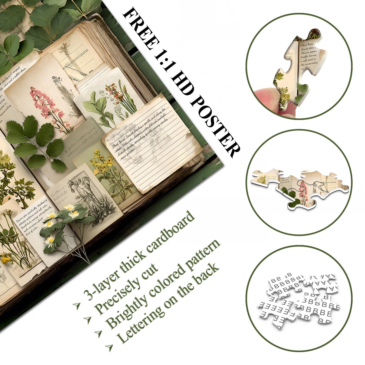 Vintage Botanical Diary Jigsaw Puzzle 1000 Pieces