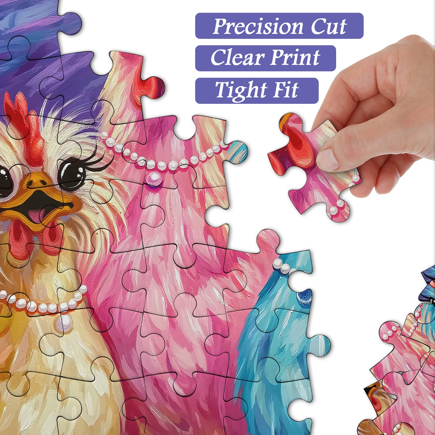 Puzzle colorato e chic con polli, 1000 pezzi