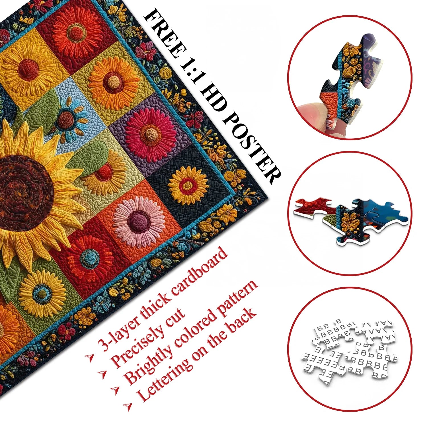 Sunflowers Patchwork Puzzle 1000 Pizzle 1000