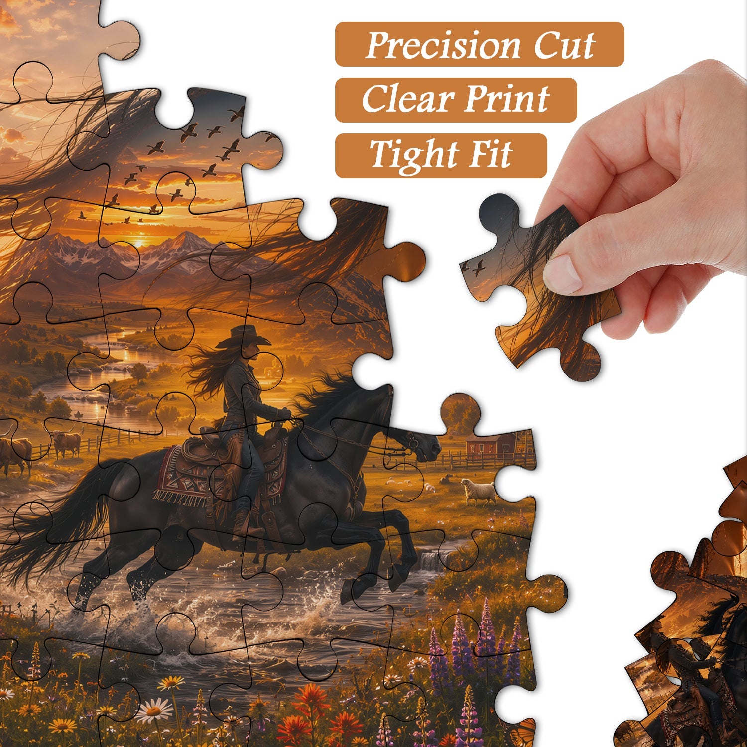 Western Rider Glow Flag Jigsaw Puzzle 1000 Pieces