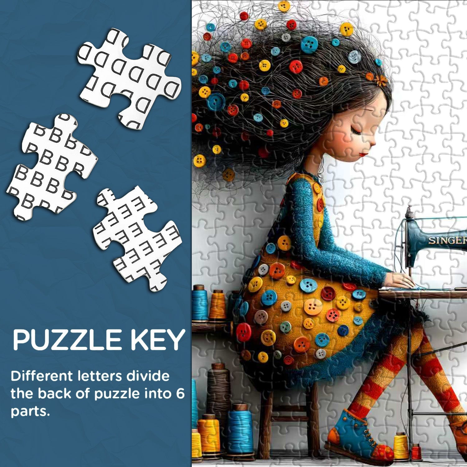 Nähendes Mädchen-Puzzle 1000 Teile