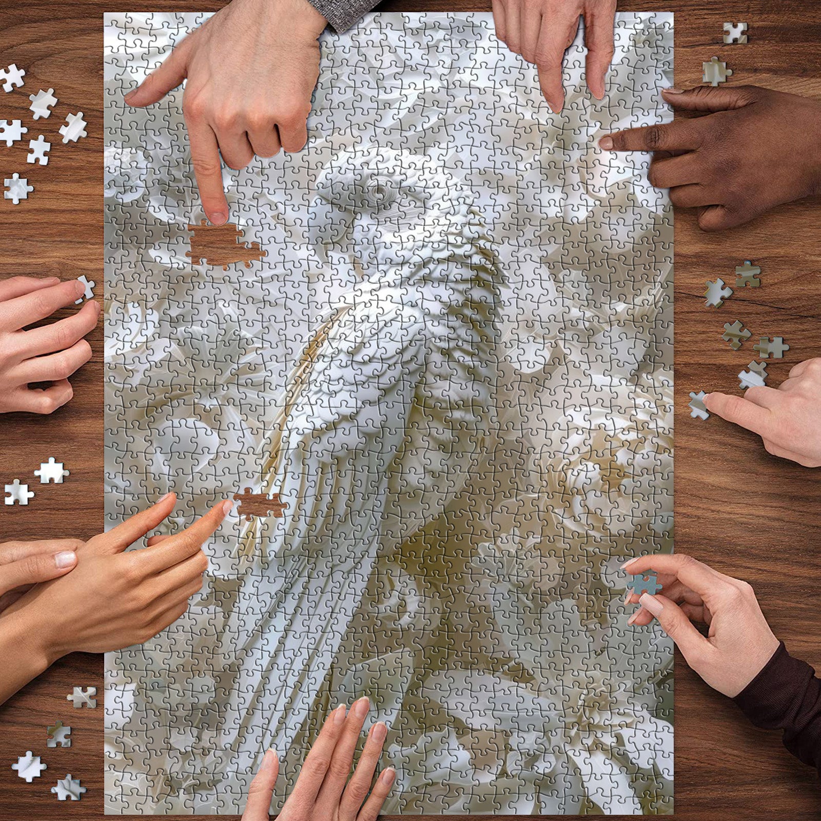 White Papercut Parrot Jigsaw Puzzle 1000 Pieces