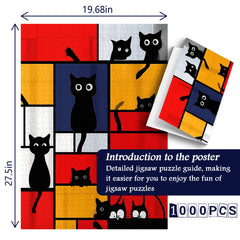 Geometric Cat Fun Jigsaw Puzzle 1000 Pieces