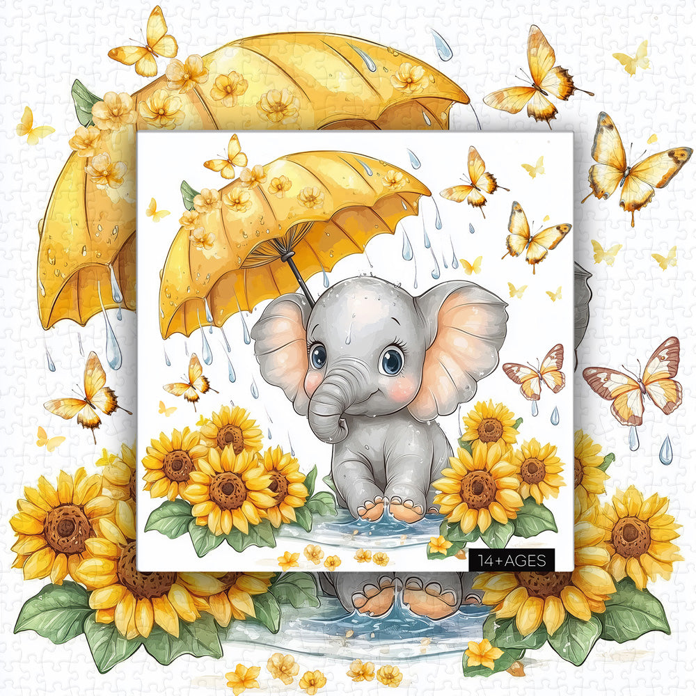 Baby Elephant Splashed Water Jigsaw Puzzles 1000 Pieces