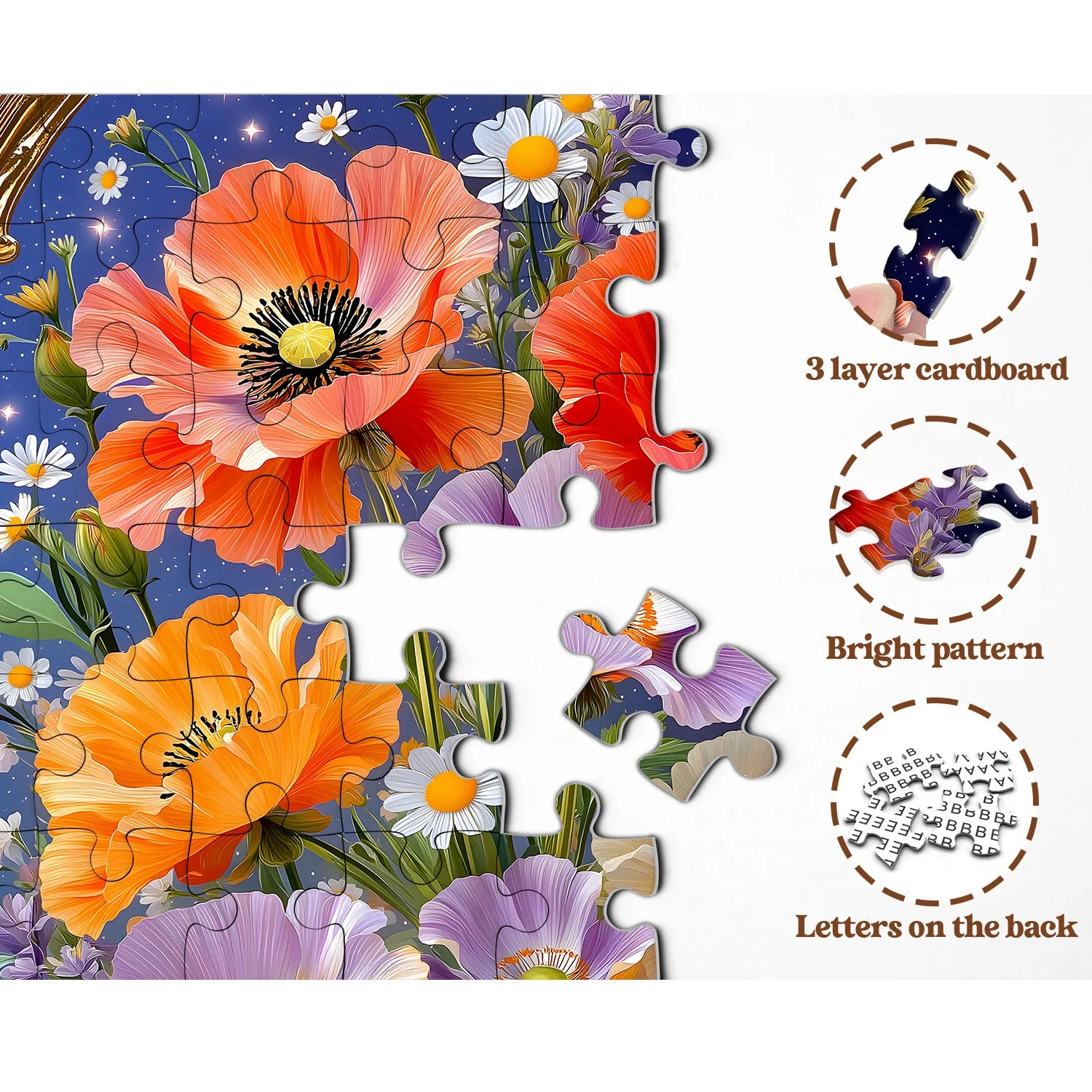 Golden Frame Florals Jigsaw Puzzle 1000 Pieces