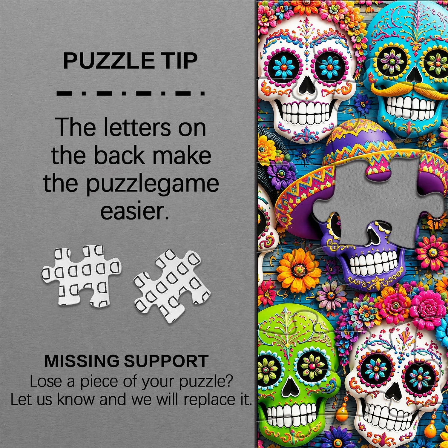 Colourful Sugar Skull Jigsaw Puzzle 1000 Pieces