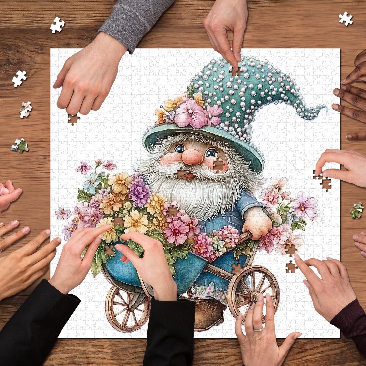 Pastel Floral Gnome Jigsaw Puzzle 1000 Pieces