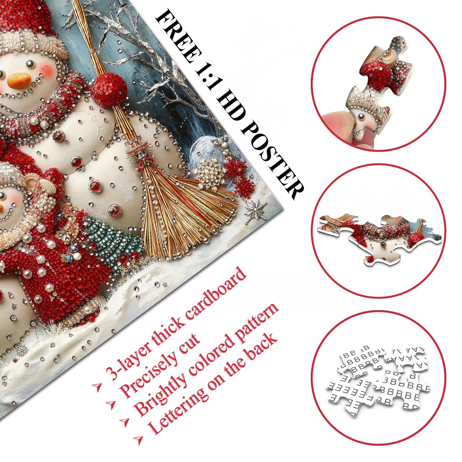 Beaded Snow Family Jigsaw Puzzle 1000 Pieces